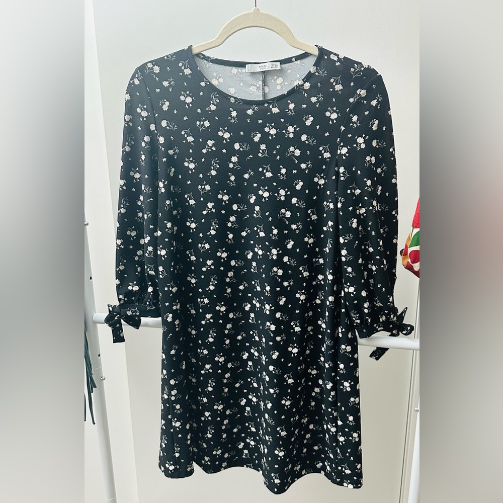 Mango Black Floral Dress